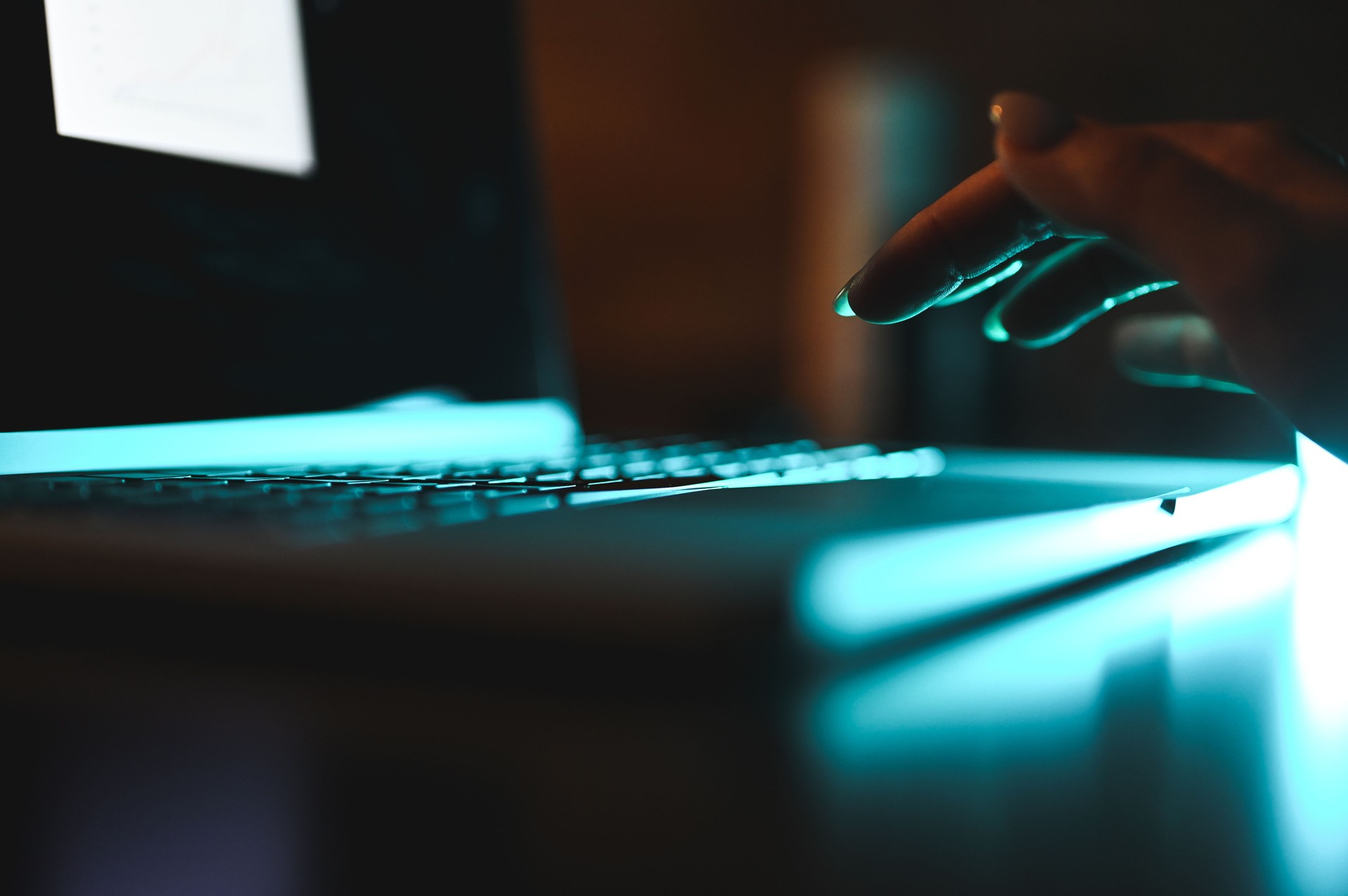 internet network security in background of neon blue light.